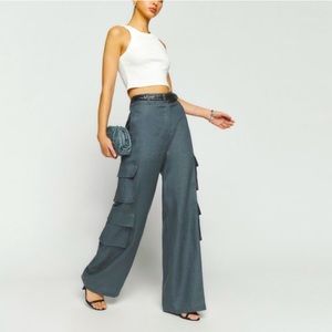 *NWT* REFORMATION - Linen Mateo Cargo Pant in Slate (2)